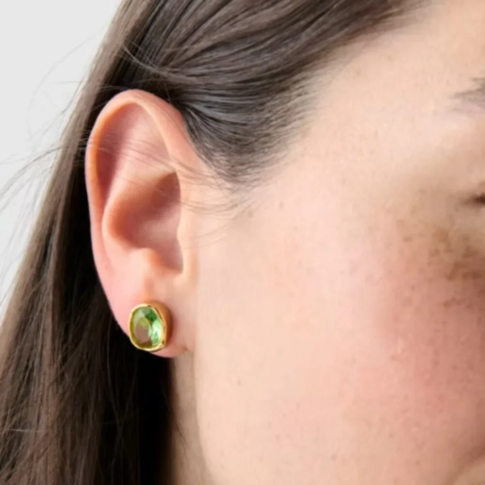 kate spade Light Green/Gold High Shine Studs/NWT - Picture 2 of 9